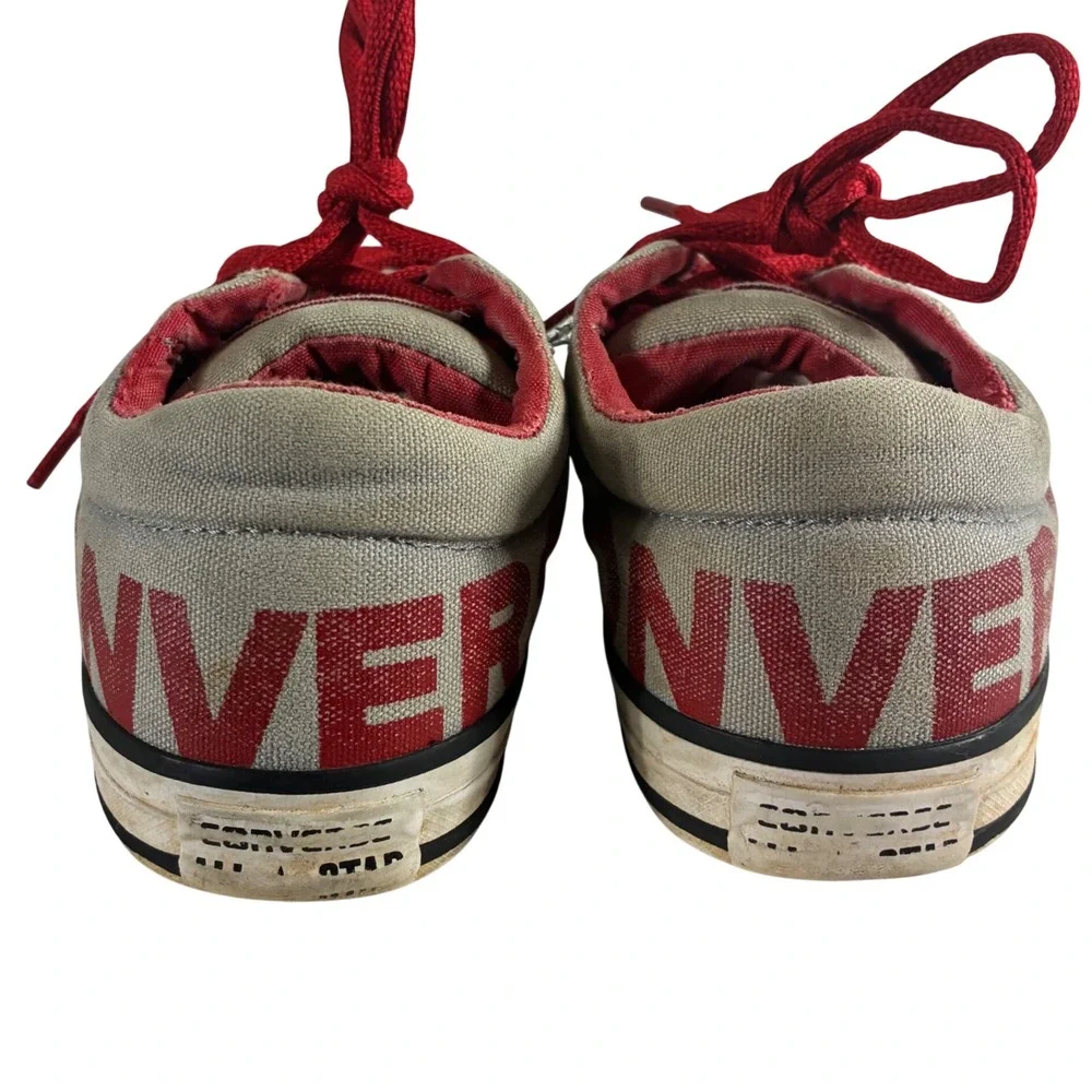 Converse All Star Junior Size 2 Grey Red Big Logo Low Top Sneakers 660835F